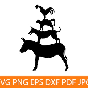 Bremen Town Musicians SVG PNG DXF, Bremen Town Musicians Clipart, Bremen Town Musicians Files For Cricut, Cut Files For Silhouette, Vector