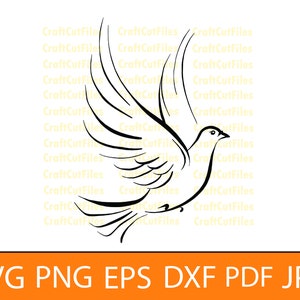 Pomba SVG PNG DXF, símbolo de paz Svg, pomba clipart, arquivos de pomba para Cricut, arquivos de corte de pomba para artesãos, vetor de pomba Eps
