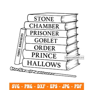 Wizard Books SVG PNG DXF, Magical Spell Book Stack, Witchcraft Library Clipart, Fantasy Wizardry Cut File, Digital Download