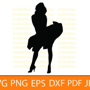 Marilyn Monroe Silhouette SVG, Marilyn Monroe Cricut File, Marilyn Monroe Cut File, Marilyn Monroe PNG, Clipart, Dxf, Vector, Eps, Sticker