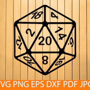 D20 SVG, Roleplaying Svg, D&D Svg, D e D Svg, Dnd Svg, Dungeons and Dragons Svg, Clipart, Arquivos para Cricut, Arquivo de corte para silhueta, Dxf