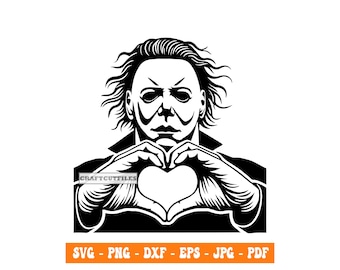 Michael Myers Horror Valentine Heart SVG PNG DXF, Clipart, Files For Cricut, Cut Files For Silhouette, Cameo, Laser Cut, Decal, Sticker