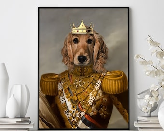 ROYAL PET Portrait, Custom Pet Portrait, Renaissance Portrait, Funny Gifts for Him, Pet Lover Gift, Pet Memorial Gift Royal Cat Portrait