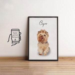 Custom Pet Art from Photo – Watercolor Dog Prints, Digital Cat Portrait, Pet Memorial Gift