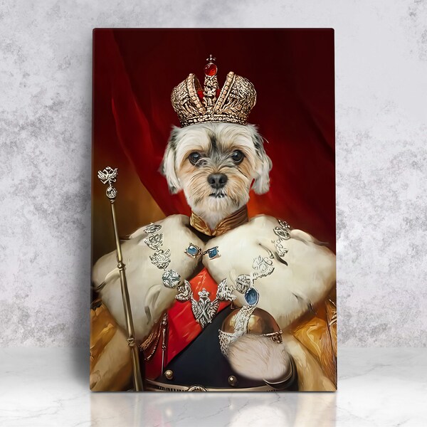 Royal Pet Portrait Royal Dog Portrait Renaissance Dog Pet Costume Classic Dog Portrait Dog Painting King Queen Pet in attire Historical