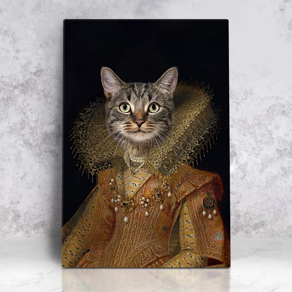 Classic CAT Portrait, Victorian portrait, Custom Pet Art, Funny Pet Gifts, Royal Cat Portrait, Classic Pet Portrait, Historical Pet Portrait