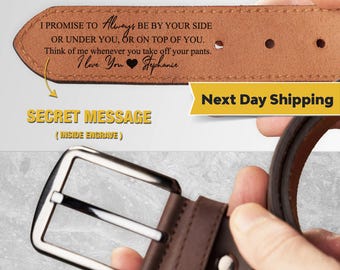 Custom Name Leather Belt for Men Engraved Gift Idea, Gift Box Included
