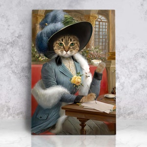 THE LADY - Classic Pet Portrait, Historical Pet Portrait, Victorian portrait, Custom Pet Portrait, Funny Pet Gifts, Royal Cat Portrait Regal