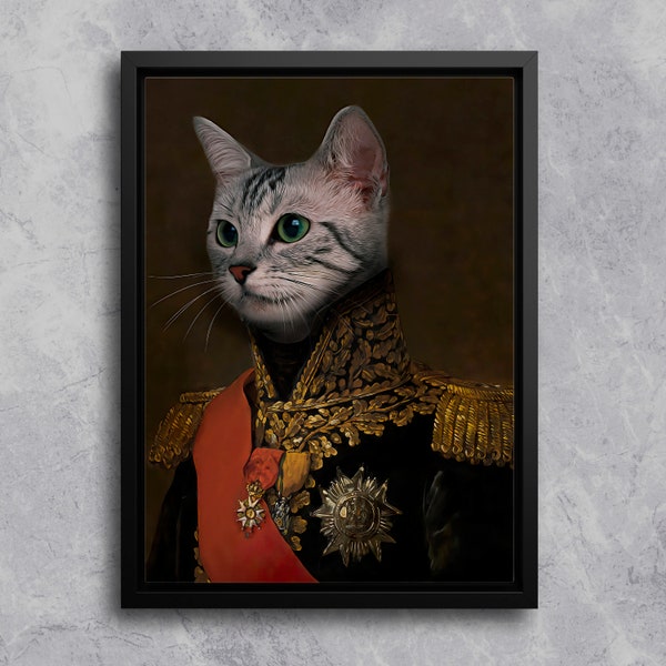 THE ADMIRAL - Dog Royal Portrait, Pet Military Portrait Canvas, Renaissance Dog Portrait, Victorian Pet Art, Classic Military Pet Portrait