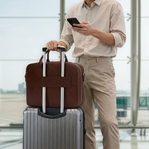 Handmade Full Grain Leather Laptop Bag – Slim Briefcase with Magnetic Pocket image 15