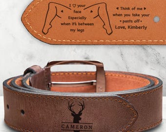 Personalized Leather Belt for Men Funny Quote Engraved, Custom Gift for Husband Boyfriend, Valentine’s Day Romantic Gift for Him