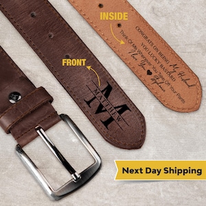 Engraved Genuine Leather Belt Anniversary Gift for Men, Gift Box Included