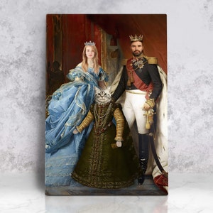 ROYAL FAMILY PORTRAIT, King Queen and Princess, Funny Pet Gifts, Classic Pet Portrait, Historical Portrait, Victorian Pet Portrait Pet Art