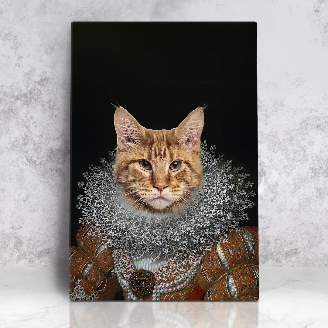 ROYAL CAT Portrait, Classic Pet Portrait, Historical Pet Portrait