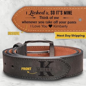 Personalized Leather Belt for Men Engraved Gift for Him, Gift Box Included