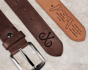 Naughty Funny Personalized Leather Belt for Men, Custom Engraved Gift for Husband Boyfriend, Valentine Anniversary Gift for Him