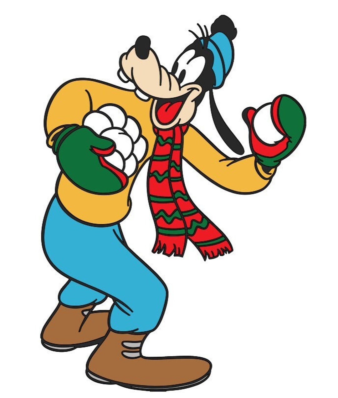 Dog Animal Goofy Snowball Fight SVG Color and Black and White - Etsy