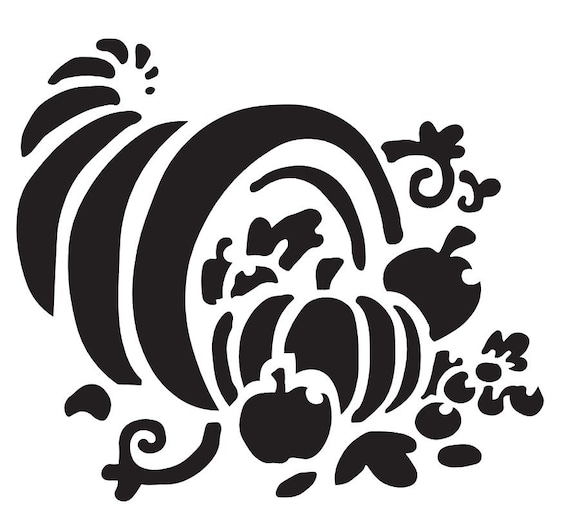 Black and White Cornucopia Thanksgiving SVG Stencil - Etsy