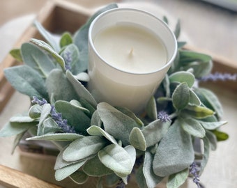 Small Lamb’s Ear, Lavender Wreath, Farmhouse Table Decor, Year Round Greenery, Mini Cabinet Wreath, Kitchen Chair Wreath, Gift for Mom