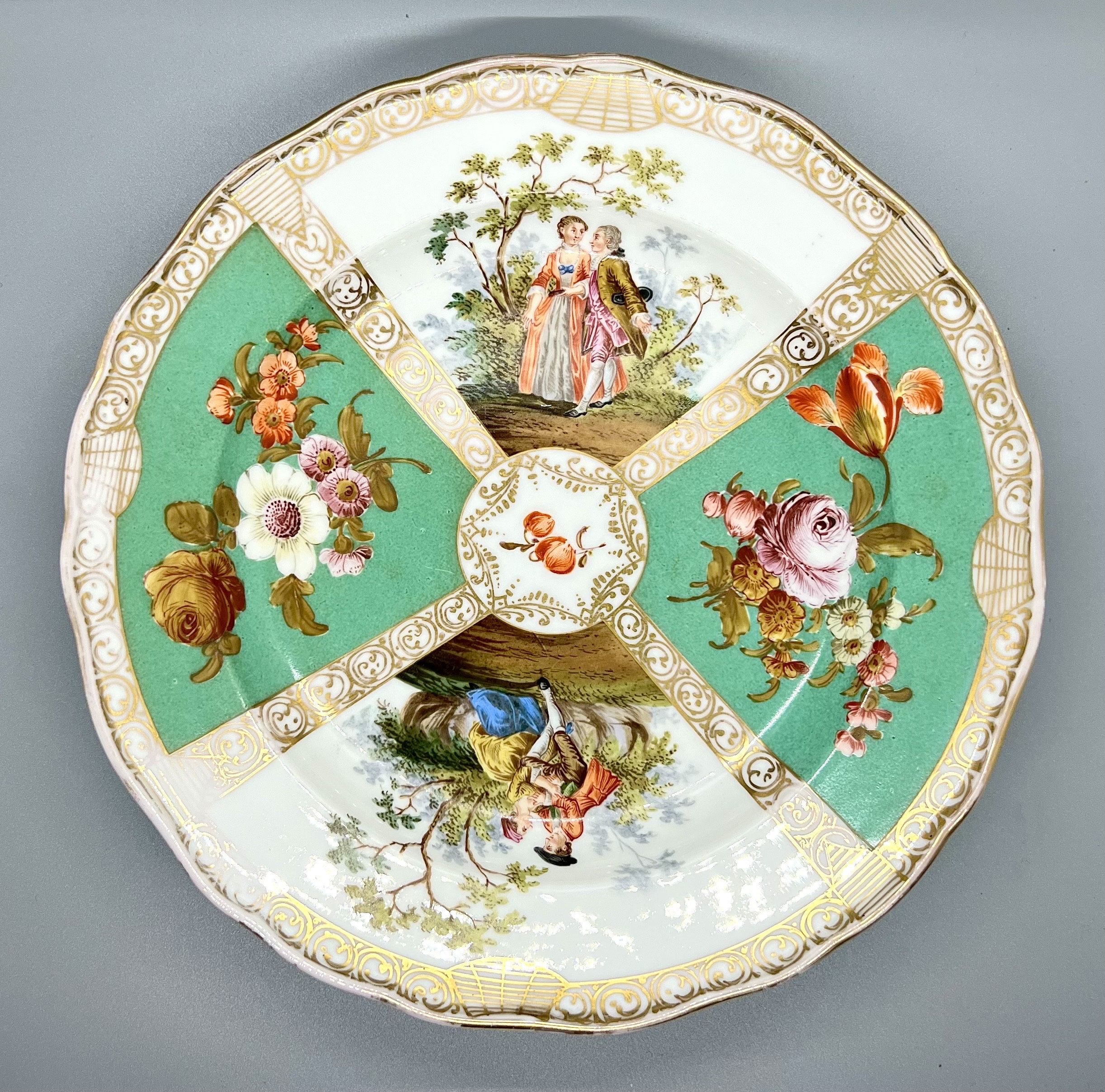 ANTIQUE MEISSEN Cabinet Plate | Meissen Porcelain Quatrefoil