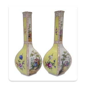 Helena Wolfsohn Dresden Porcelain Vases: 19th Century Pair