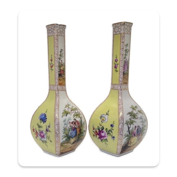 ドレスデン ロココ様式 ワトー絵 花瓶 壺 アンティーク 美術品 本当に