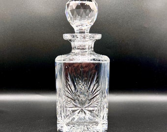 Vintage Crystal Whiskey Decanter, Star of Edinburgh Pattern - Signed Scottish Lead Crystal - 25cm
