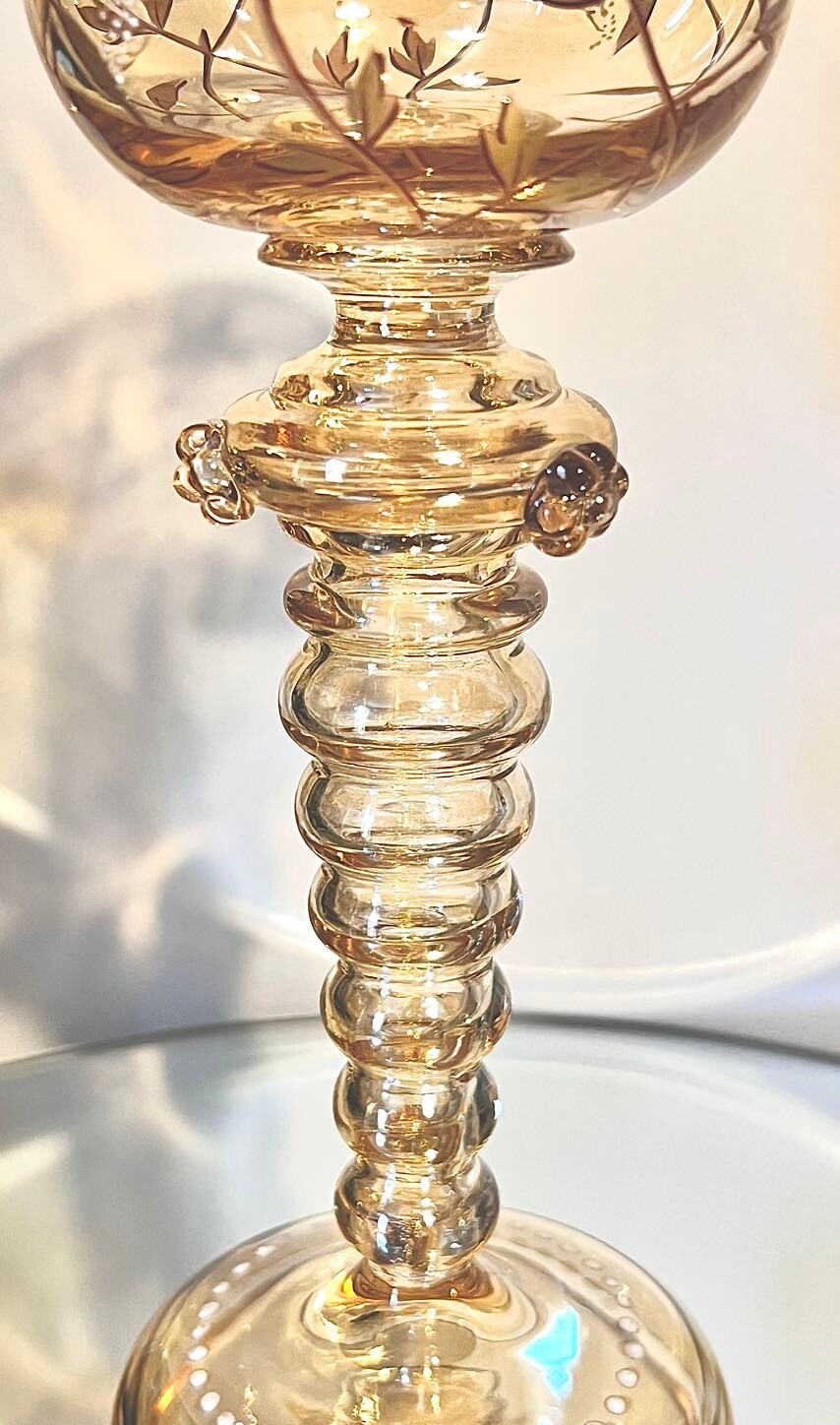Antique Fritz Heckert Roemer Hock Wine Glass: Handblown