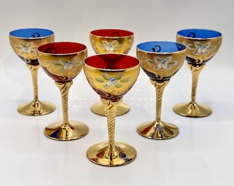 Tre Fuochi ベネチアン ムラーノ ガラス コバルトブルー 24K ゴールド