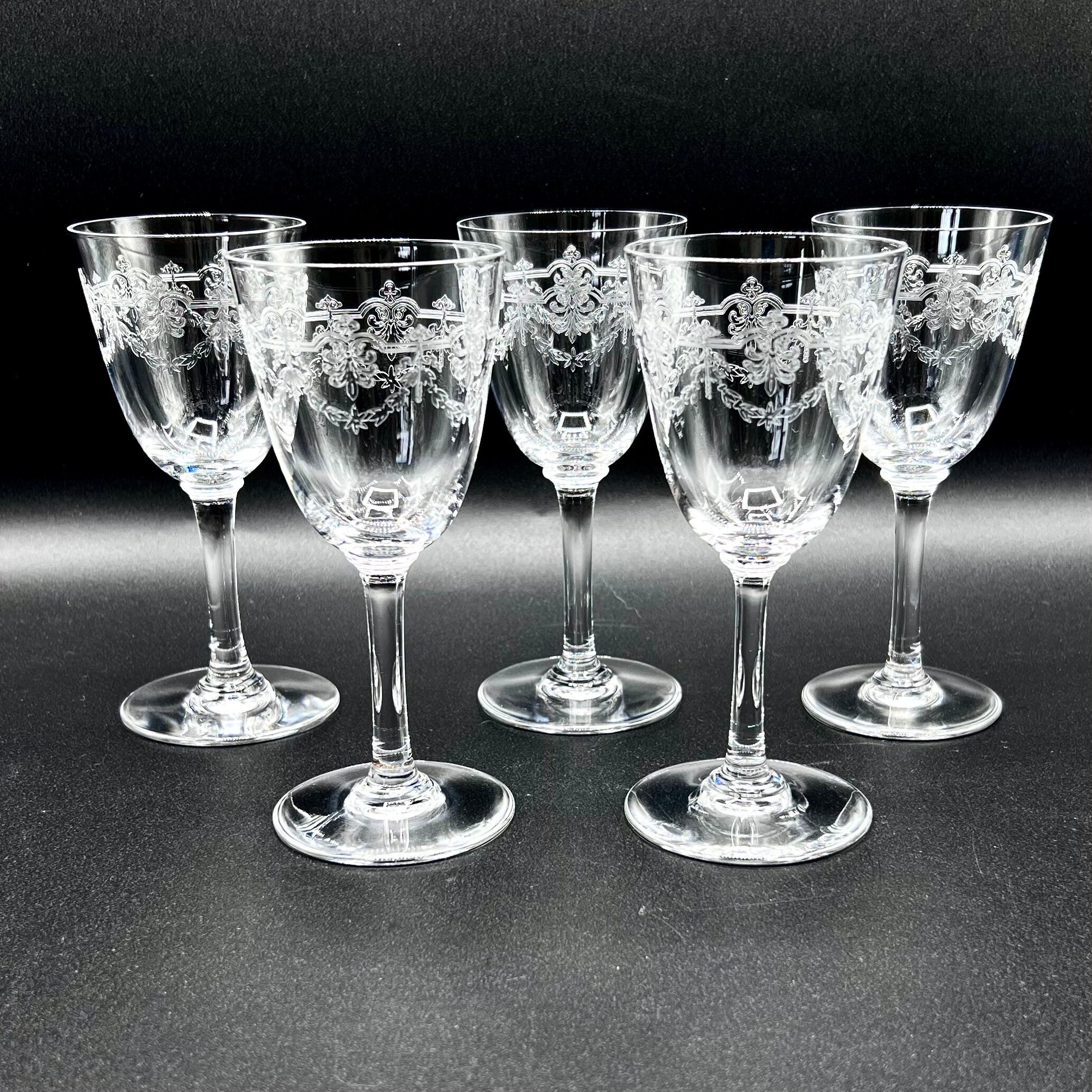 Edwardian Etched Sherry Glasses: Vintage Swag Pattern Barware - Etsy