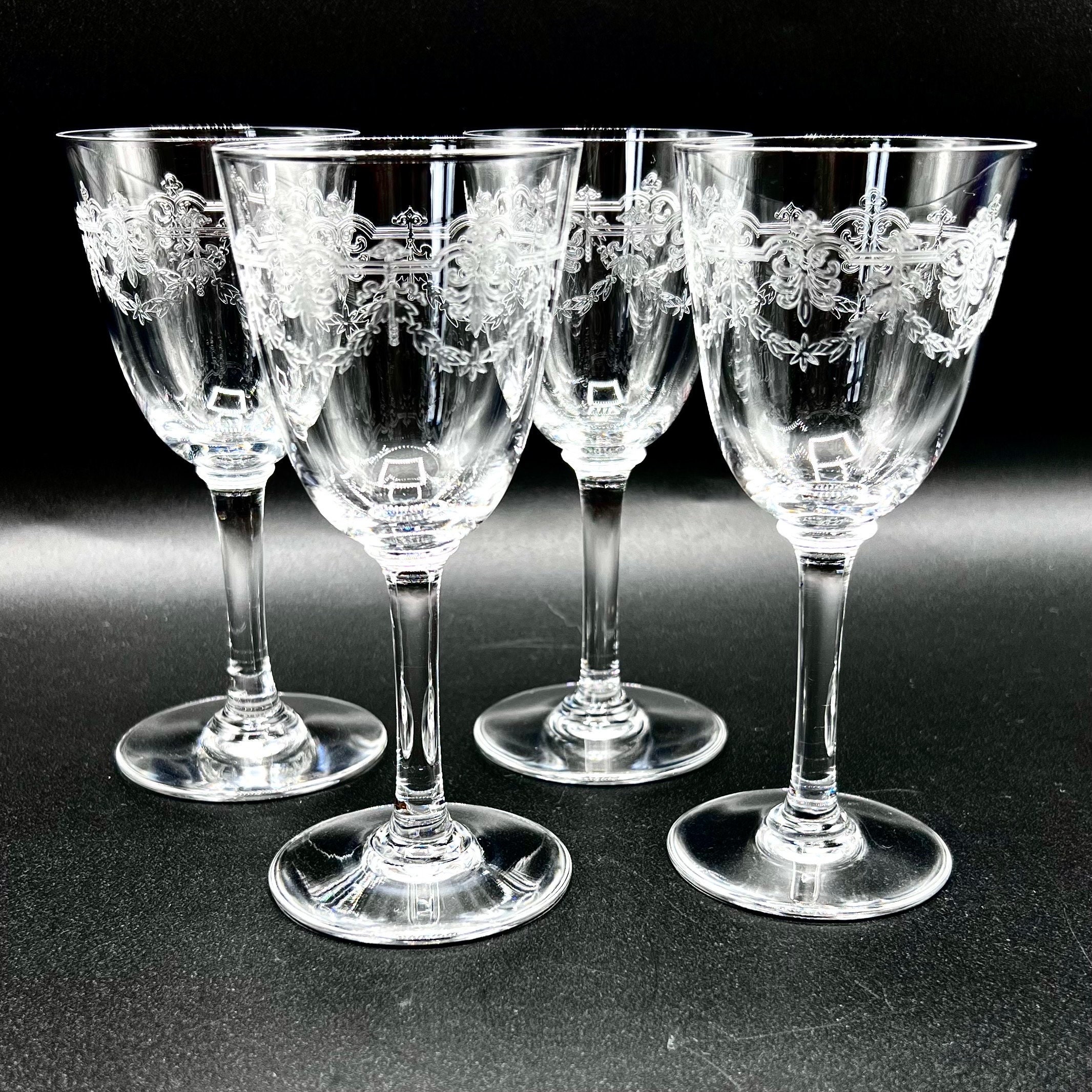 Edwardian Etched Sherry Glasses: Vintage Swag Pattern Barware - Etsy