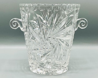 Enfriador de vino de cristal, cubo de hielo, vajilla vintage, gran corte de rueda bohemio