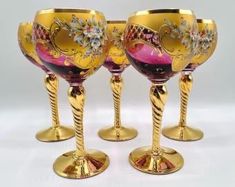 Tre Fuochi ベネチアン ムラーノ ガラス コバルトブルー 24K ゴールド