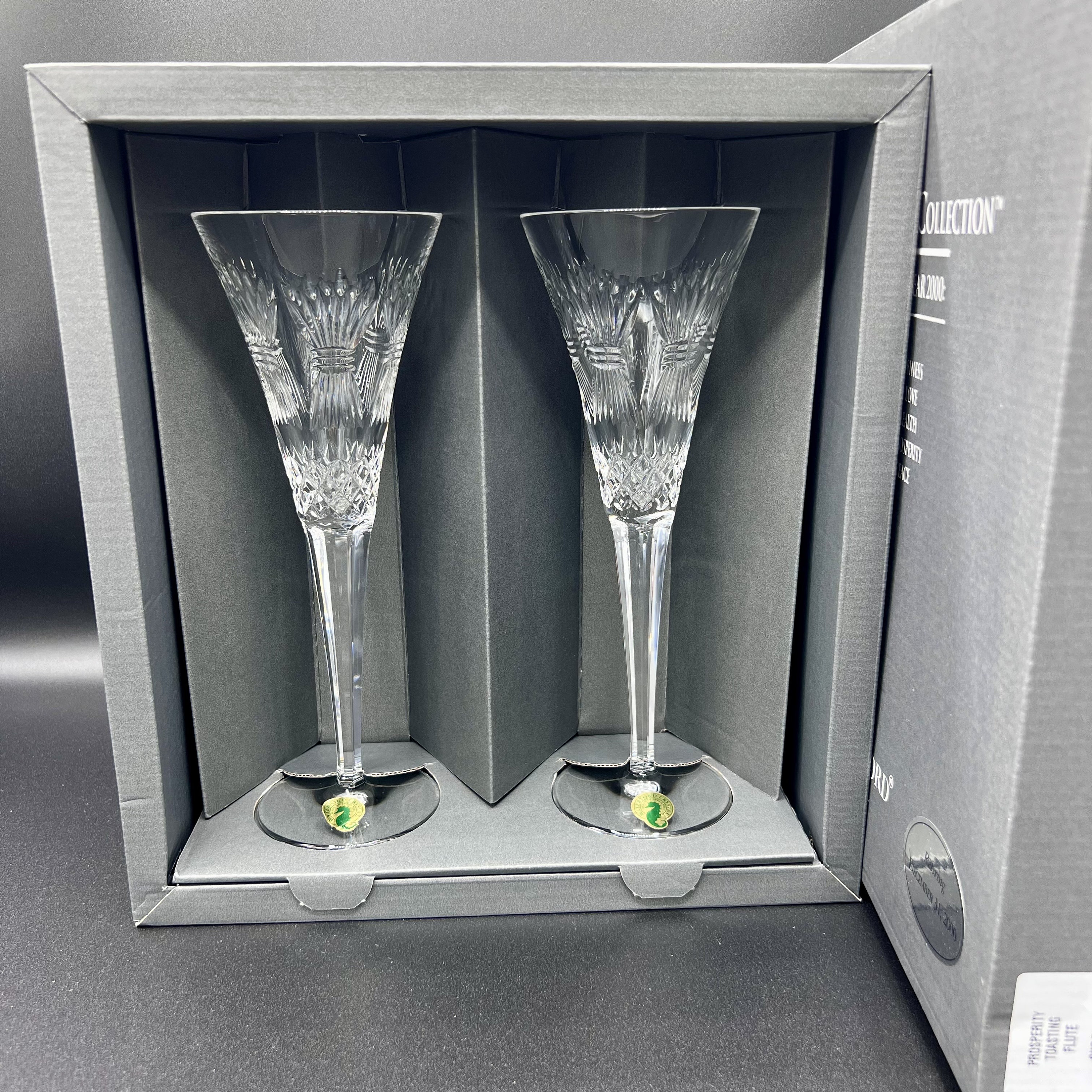 Waterford Crystal Champagne Flutes, the Millennium Collection Yr2000