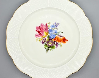 アンティーク マイセン プレート、マイセン磁器、手描きの花