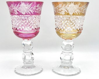 ヴィンテージ　リモージュワイングラス　金粒　紫色の高脚グラス 金色装飾　希少品 ヴィンテージ リモージュワイングラス 金粒 紫色の高脚グラス