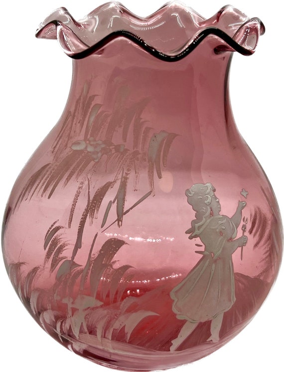 ヴィンテージガラス花びんメアリー グレゴリー インテリアグランベリー