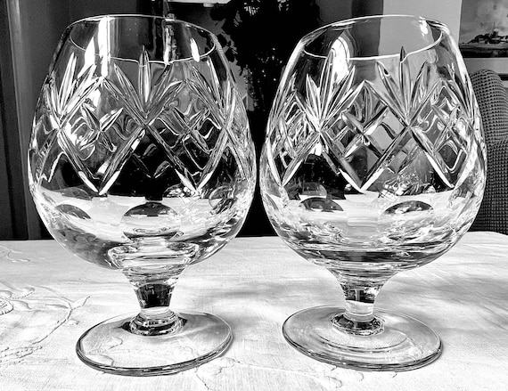 VINTAGE BRANDY Glasses 2 Webb Corbet Crystal Georgian Pattern