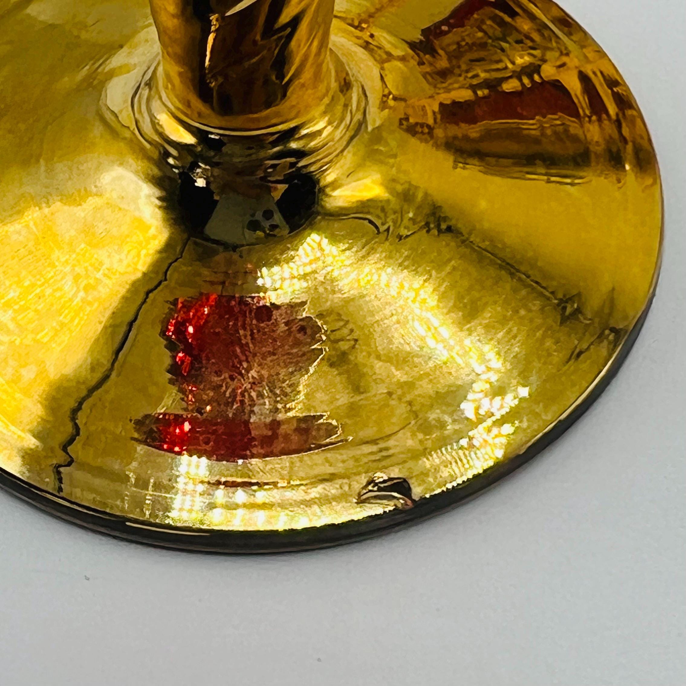 Red Murano Glass Decanter Set: 6 Liquor Glasses, 24k Gold Tee
