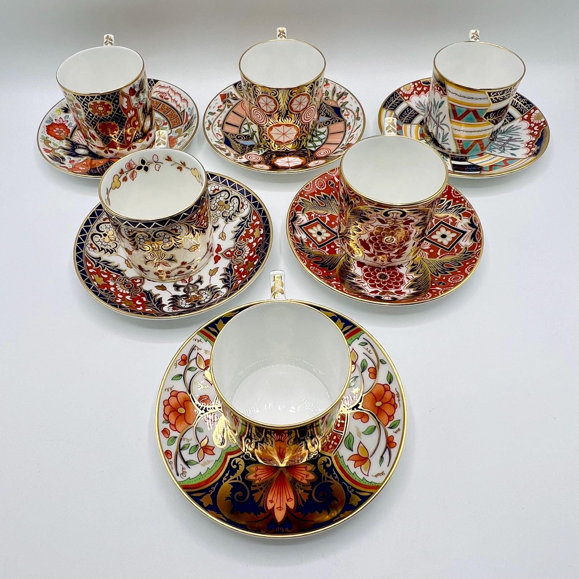 Royal Crown Derby Porcelain Cups & Saucers, the Curators