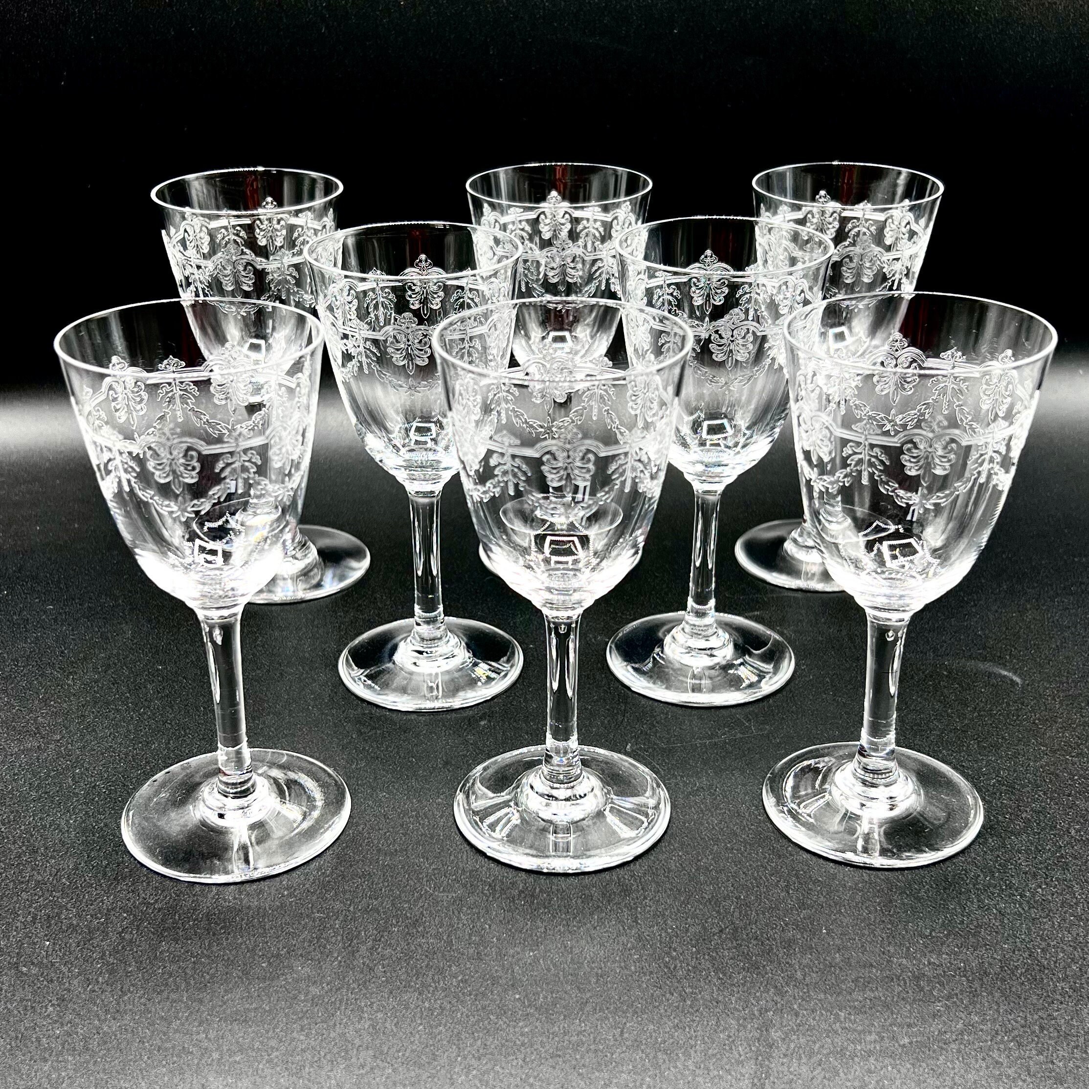 Edwardian Etched Sherry Glasses: Vintage Swag Pattern Barware - Etsy
