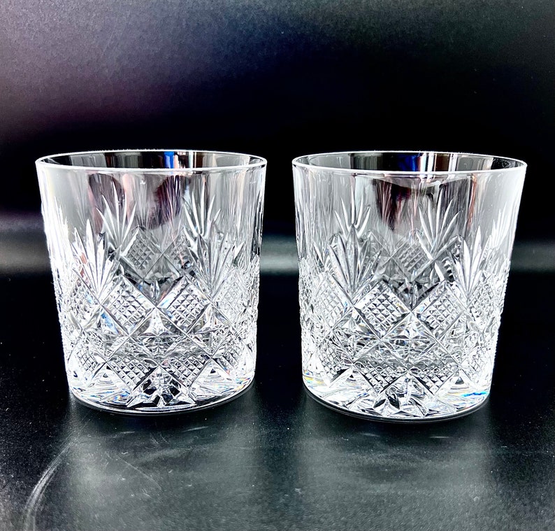 EDINBURGH CRYSTAL Whiskey Tumblers 2 Vintage Cut Crystal Whiskey