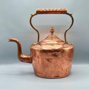 Antique Copper Kettle: 19th Century English Hand-Riveted Water Pot