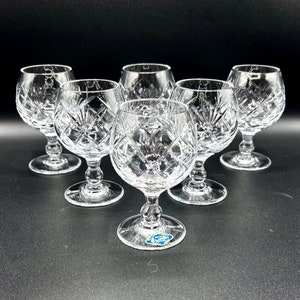 Vintage Royal Brierley Lead Crystal Brandy Glasses - Set of 6 Signed