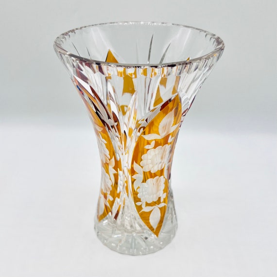 ボヘミアクリスタル 花瓶 星型カットデザイン