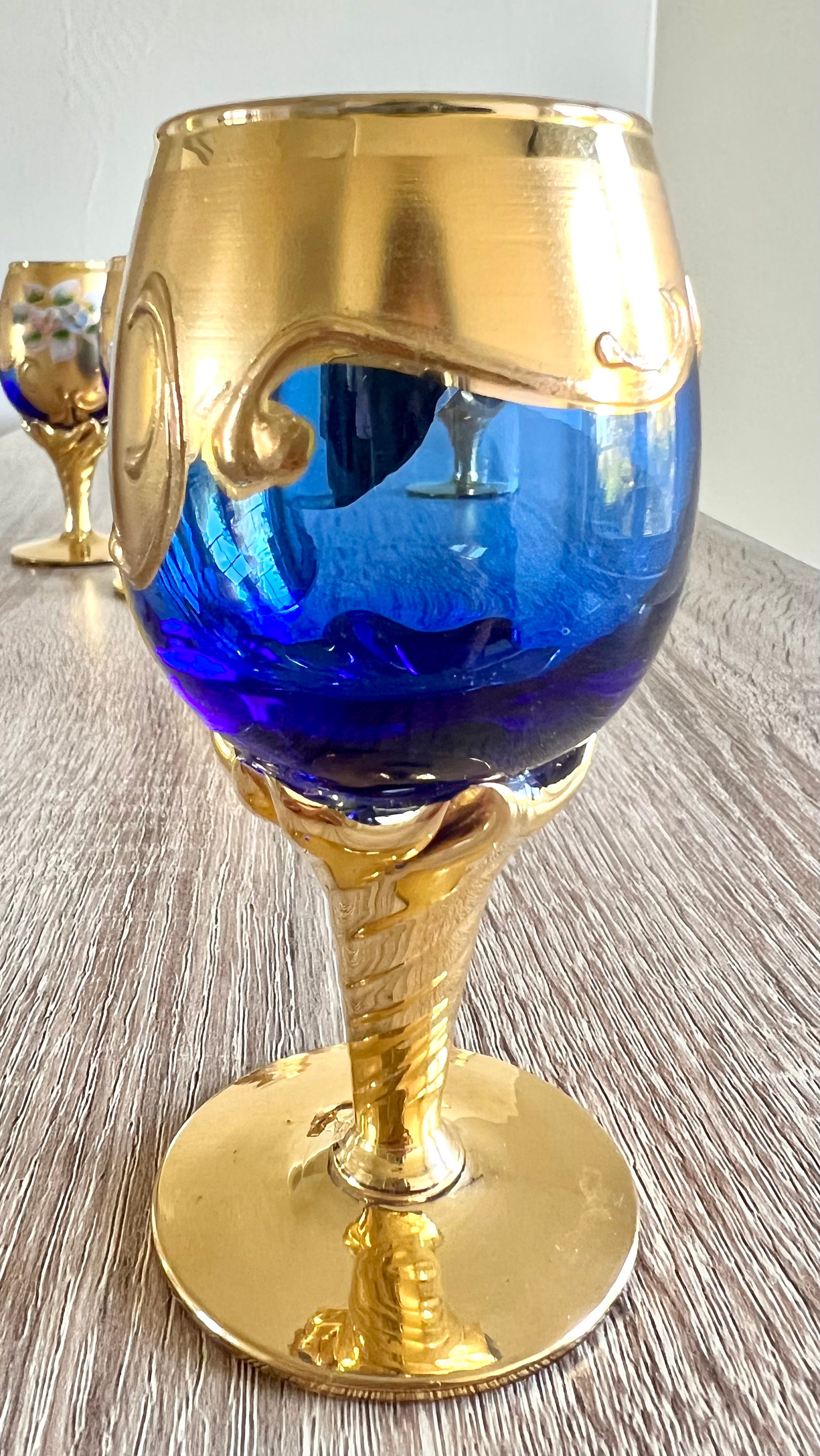 MURANO GLASSES 2 Vintage Port Glasses Cobalt Blue Murano Etsy