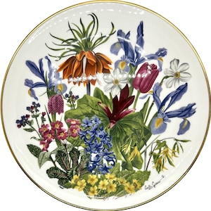 Franklin & Wedgwood Porcelain Plate: April Flowers by Leslie Greenwood