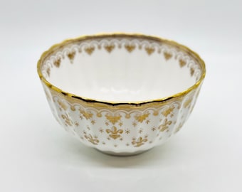 Vintage Spode Fine Bone Bowl | Spode Fleur de lys Gold Bowl | Spode sugar bowl | Bone China white and gold bowl