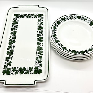 Antique Meissen Porcelain Plate: Green Ivy Cake Plate, c1900