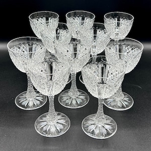 Vintage Art Deco Cut Crystal Port Glasses: Elegant Barware Set